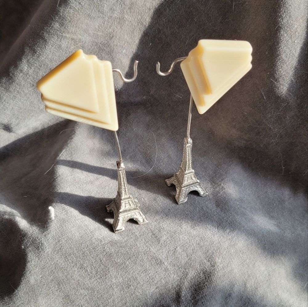 2/$22 Vintage Art Deco celluloid clip on earrings